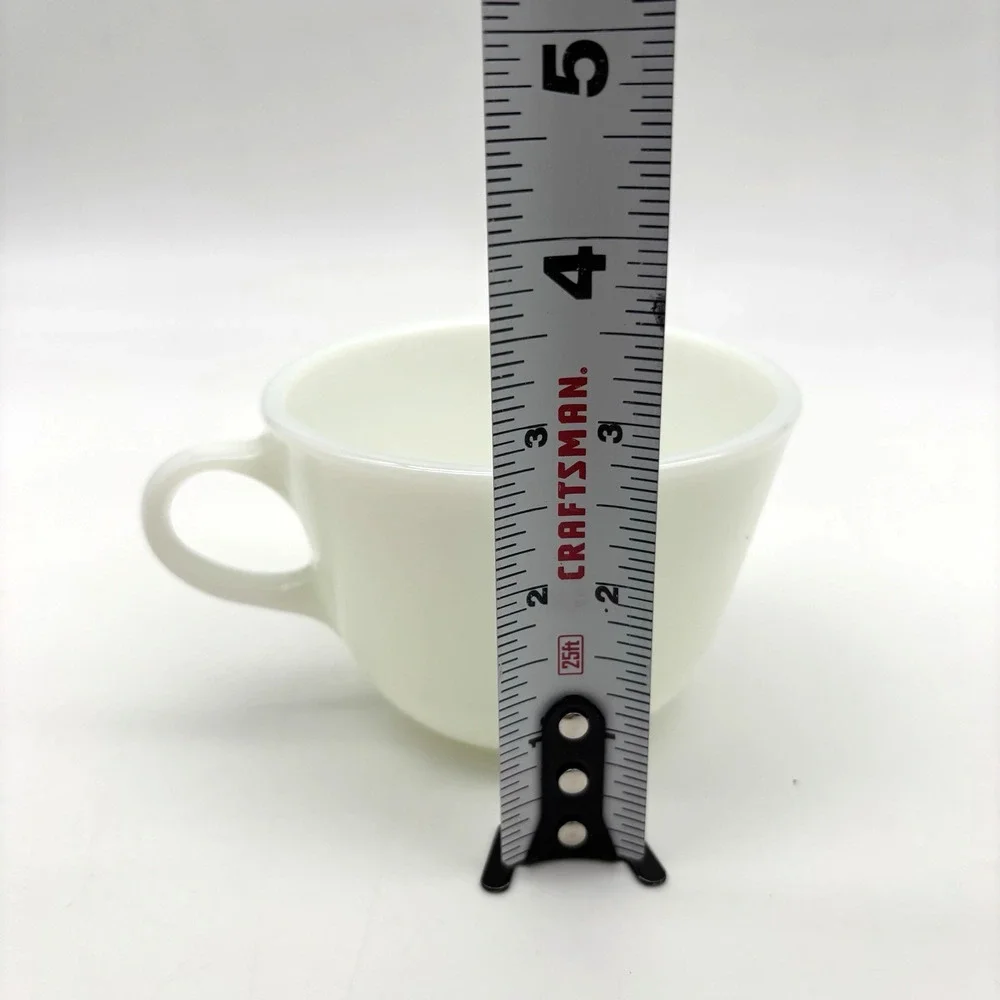 Lot of 6 1960s MCM Pyrex Corning Opal White Milk Glass C-Handle Teacups Mugs